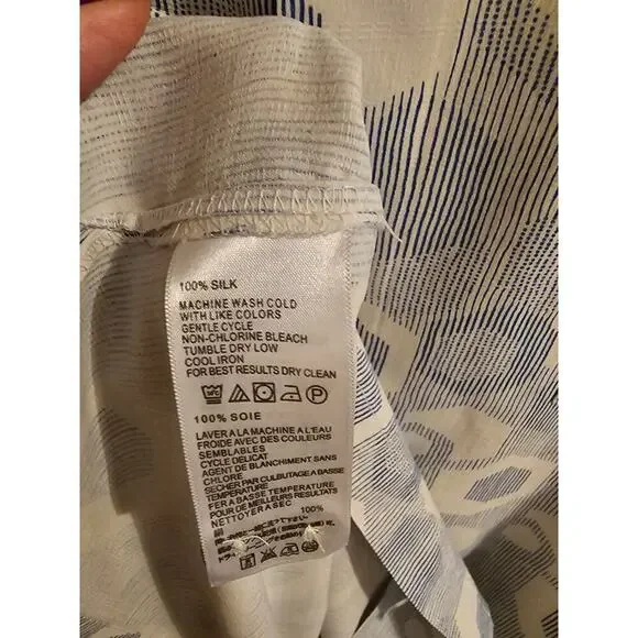 Tommy Bahama sz XXL silk Hawaiian print button down Blue Cream shirt MT86 - Picture 7 of 8